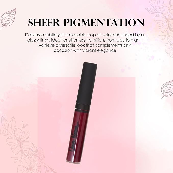 Lip Gloss, Moisturizing Lip Color with Shimmer for Long Lasting Shine, Lightweight Lip Stain, Girls Non-Sticky Lip Gloss with Aloe Vera, W/Vitamin C, E (Wine)
