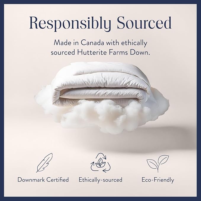 Brooklinen Lightweight Luxury Down Comforter, 100% Natural Canadian Duck Down Duvet Insert - 650 Fill Power, 100% Cotton Shell, Full/Queen Size Comforter for Warm Sleepers