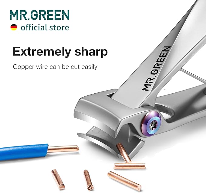 MR.GREEN Nail Clippers Wide Jaw Opening Stainless Steel Fingernail Clipper Thick Hard Toenail Cutter Manicure Scissors Tools (Nail Clipper (Medium)+Nail File)