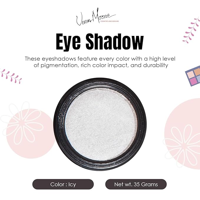 Vera Moore Eyeshadow, Highly Pigmented Eyeshades and Textures, Provide Bold and Lasting Looks, Suitable for Any Event, Easily Blendable Eye Makeup in Multiple Shades. (Icy)