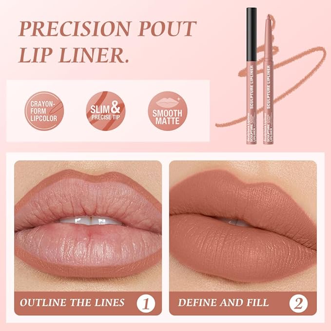 12 Colors Matte Lip Liner Pencil – Long Lasting Waterproof Lip Liner, Smudge Proof Transfer Proof Lip Pencil, High Pigment Lip Makeup for Defining & Filling Lips (08#, 1PCS)
