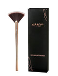 Fan Makeup Brush For Highlighter, Blush, Flutty&Powder Cosmetic Tool w/Long Handle& Anti-Champagne Gold Brush