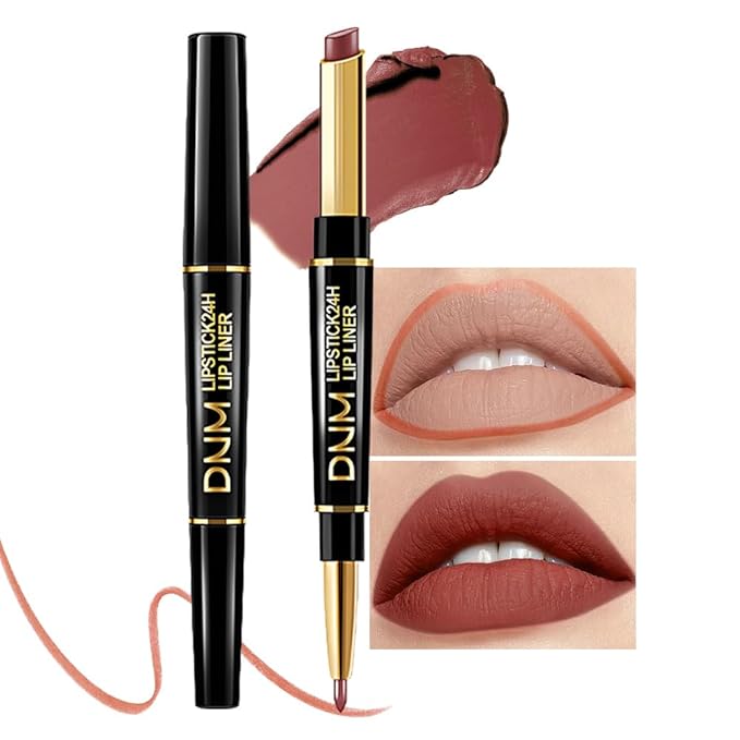 evpct 1Pcs Matte Lip Liner and Lipstick Combo Set Kit for Women, Magic Neutral Lipsticks 24 Hours Original Lipstick and Lips Liner Pencil Stain Gloss Makeup Long Lasting Waterproof, 33# MORE TAUPE