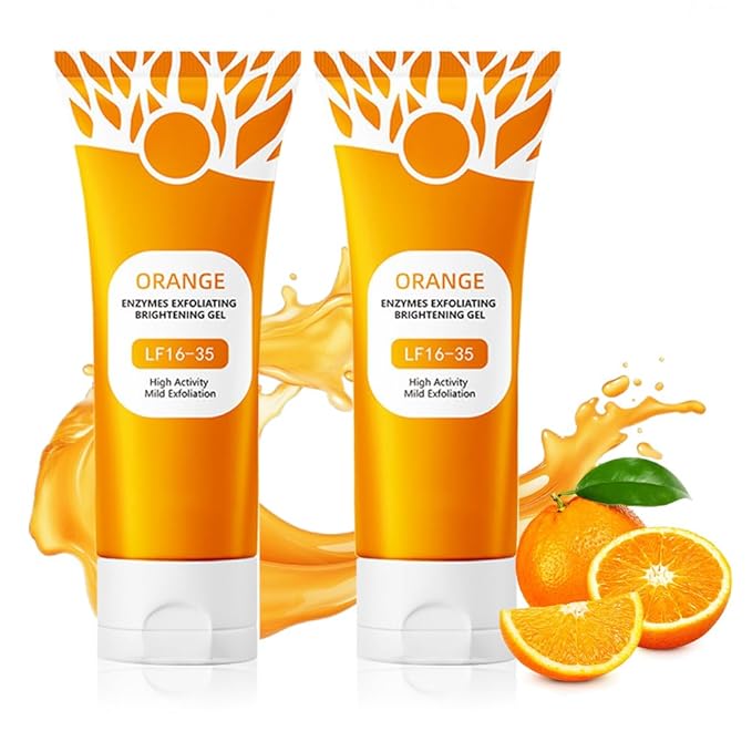 Orange Exfoliating Gel for Face and Body, 2025 New Deep Pore Orange Peeling Scrub, Cleaning Pores, Remove Blackheads Moisturize Cleansing, Facial Exfoliating Gel for All Types Skin (2PC, 3.52 Fl Oz)