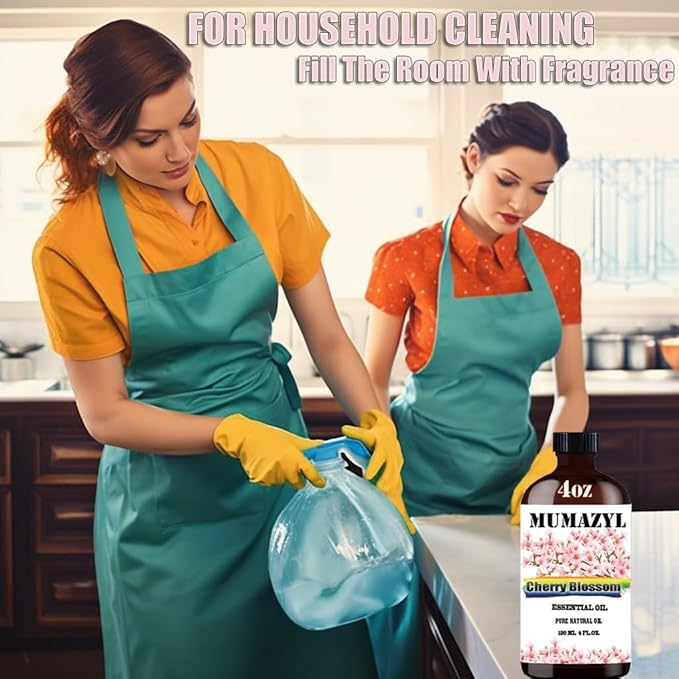 Cherry Blossom Essential Oil, Cherry Blossom Oil 4 Fl Oz 120ML for Diffuser Humidifier Yoga Cleaning DIY Candle Soap Making Essential Oils