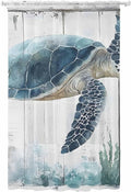 Sheer Curtains 108 Inches Long, Sea Turtle Teal Blue Semi Sheer Curtains Light by Unknown
