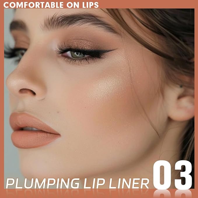 Matte Crayon Lip Liner Pencil, Nude Lip Liners Lipstick For Women, Plump Creamy Formula With Silicone Smudger for Define Contours & Sculpting Lip, Cruelty-Free, 0.75g/0.026oz