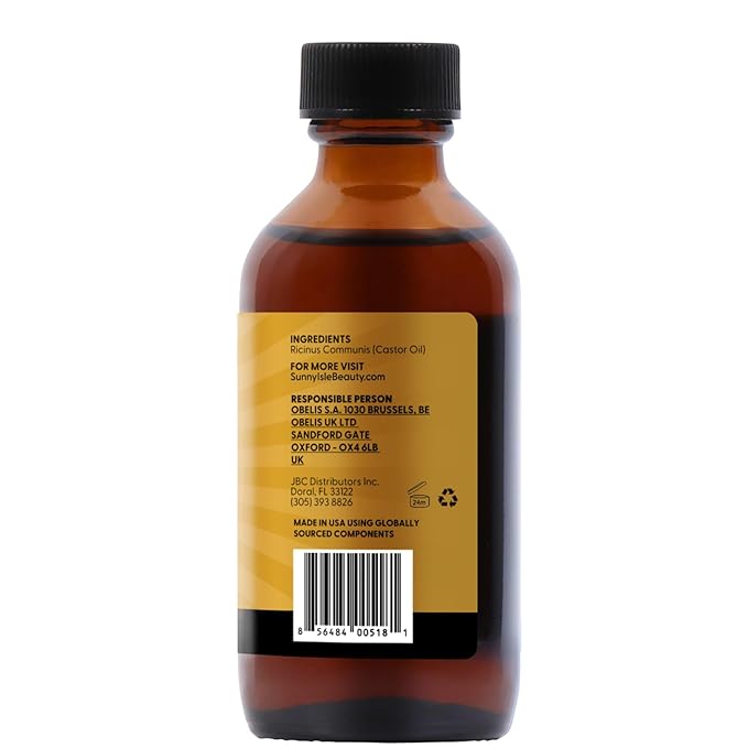 Sunny Isle Jamaican Black Castor Oil 2oz | 100% Natural for Hair, Scalp and Skin Care