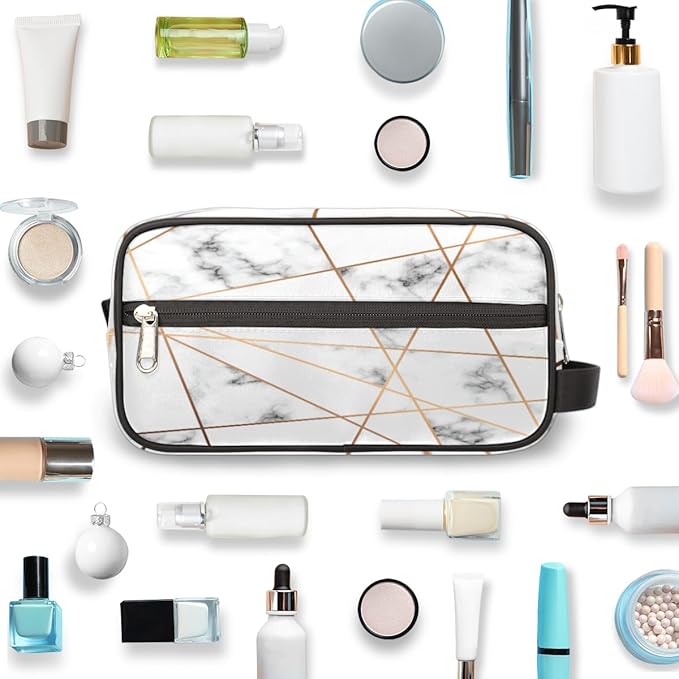 Marble Texture Abstract Travel Toiletry Bag for Women Men Lightweight Cosmetic Makeup Bag Organizer Waterproof Shaving Bag Dopp Kit with Large Capacity for Toiletries and Shaving Accessories