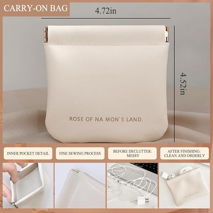 Makeup Bag Cosmetic Bag,Portable Pouch Open Flat Toiletry Bag Make up Organizer with Divider, Handle and small cosmetic bag Travel Essentials (Ivory)