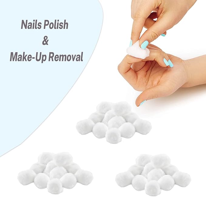 Cotton Balls for Facial Treatments, Nails and Make-Up Removal, Applying Tonics & Cleansers, Multi-Purpose Soft Natural Cotton Balls (Large 100 Count)