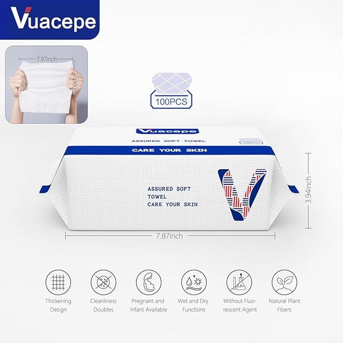 Disposable Face Towels, Cotton Makeup Remover Dry Wipes for Facial Cleansing, Facial Cloths Towelettes, Soft Face Towels for Skin Care, Facial Tissue for Travel 600 Count