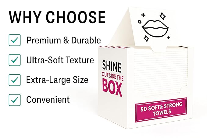 XL Disposable Face Towels – 50 Count Ultra-Soft 100% Viscose Lint-Free Dry Wipes for Makeup Removal & Skincare, Hygienic Facial Towelettes for Sensitive Skin, Travel & Daily Use