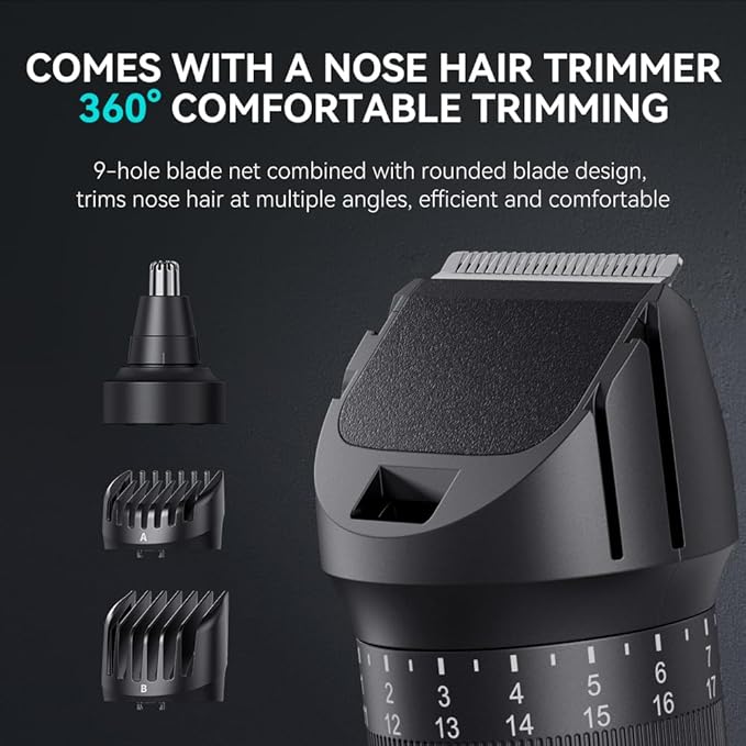 Beard Trimmer for Men - Professional 42 Adjustable Length Settings Hair Clippers, Body Hair Trimmer for Men Precision Shaving Facial Head Nose Trimmers LED Display IPX6 Waterproof Mustache Trimmers