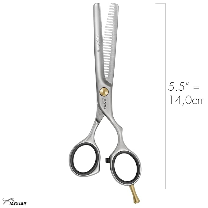 Jaguar Shears Pre Style Relax 5.5 Inch Offset Professional, Ergonomic, Steel Hair Thinning, Texturizing, Cutting and Trimming Scissors for Salon Stylist, Beauticians, Hair Dressers, and Barbers