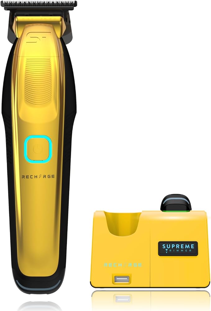 Supreme Trimmer Recharge ST777 – Professional Barber Trimmer with 2 Removable Batteries | 8000 RPM Motor, Zero Gap DLC Blades, Smart Charging Dock, USB-C Fast Charge