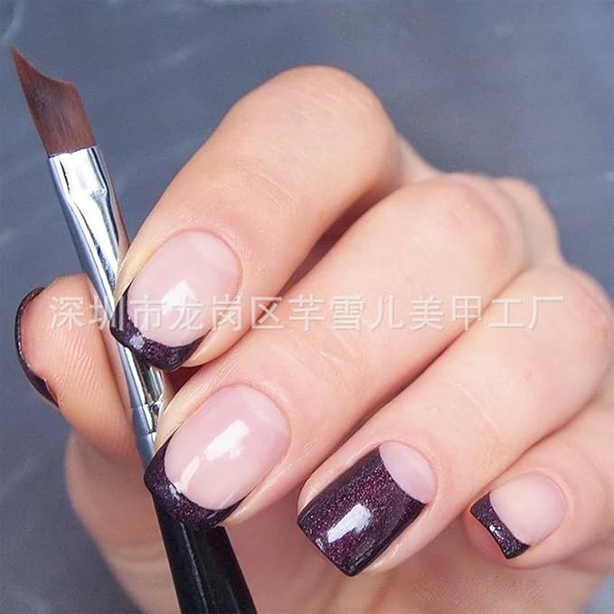 WOKOTO 10pcs French Nail Brushes For Nails 2 Style Moon Shape French Brush For French Tip Nail Brushes French Manicure Brush For Women Nail Art Brushes Nails Wood Penholder French Tip Nail Tools