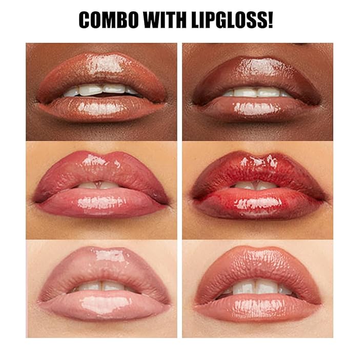 3Pcs Lip Liner and Lipstick Combo Set, Chestnut Nude Brown Lipgloss for Women Magic Lipstain 24 Hours Original Lip Liner Makeup Stain Long Lasting Waterproof Smudge Proof labial