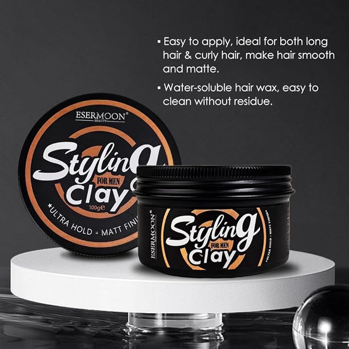 Ultra Hold Hair Clay for Men - Matte Hair Styling Clay for Men, Touchable Texture, Light Scent, No White Residue, Easy Wash, 3.53oz