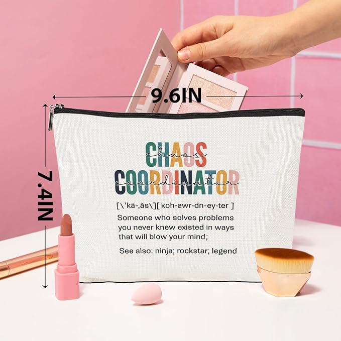 Chaos Coordinator Makeup Bag Chaos Coordinator Gifts for Women Thank You Gifts Cosmetic Bag Zipper Pouch Appreciation Gifts for Coworkers Boss Lady Mentor Coach Leader Christmas Birthday Gifts