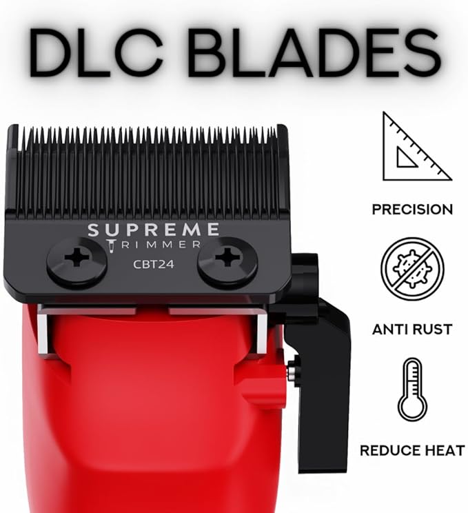 Supreme Trimmer Darkstar 72 Clipper with Magnetic Vector Motor | 180 Min Run Time, 9000 RPM Barber Hair Clipper | Low Noise, Professional Clipper DLC Blades | STC72