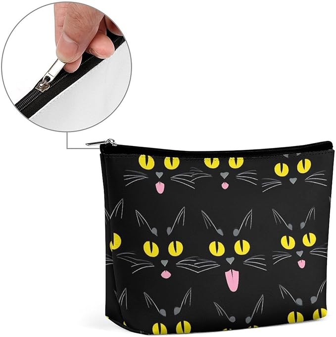 Travel Cosmetic Bag, Large Makeup Case, Toiletry Bag, Personality Fashion Zipper Cosmetic Case Cool Funny Black Cats