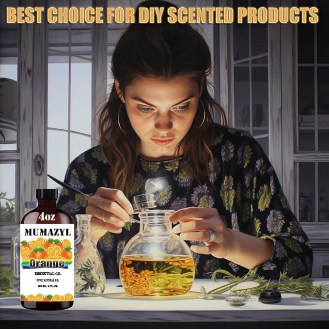 Sweet Orange Essential Oil, Sweet Orange Oil 4 Fl Oz 120ML for Diffuser Humidifier Yoga Cleaning DIY Candle Soap Making Essential Oils