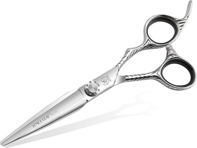 Fenice Peak Straight Hair Cutting Scissors 6.0'' Barber Haircut Shears with Sharp Razor Edge 440C Hair Scissors with Engraving Handle for Salon and Home User