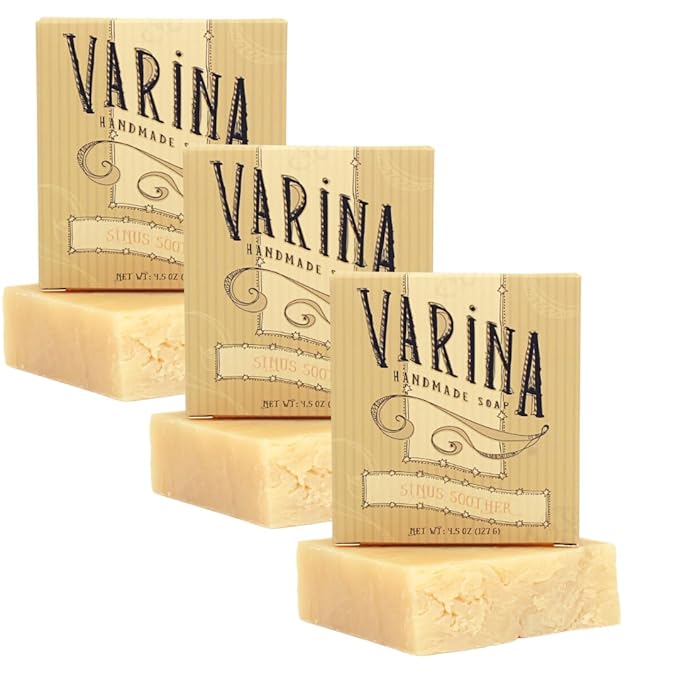 Organic Sinus Soother Bar Soap - Gentle Cleansing for Sensitive Skin, Herbal and Mint - 3 Pack - Experience Healthy and Glowing Skin