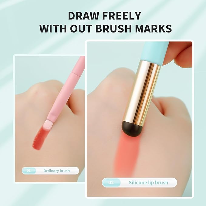 DUcare Fingerlike Silicone Lip Brush | Multi-purpose Makeup Blending Lipstick Brush with Lid (Blue)