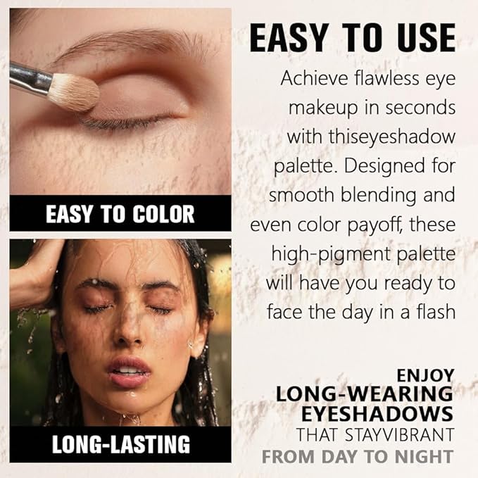 Pearl White Glitter Single Eyeshadow, Lightweight Blendable Mini Eye Shadow for Older Women, Monochrome Eyeshadow Palette Makeup Pigmented Waterproof, Vegan & Cruelty-Free, 11