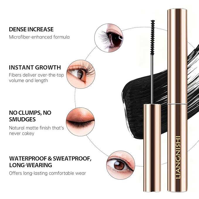 Ultra-Slim Brush Tubing Mascara for Mature Lashes – Waterproof Volume + Length for Fine Short Lower Lashes, Hypoallergenic Smudge-Proof Formula, Older Women Sensitive Eyes Friendly (Black)