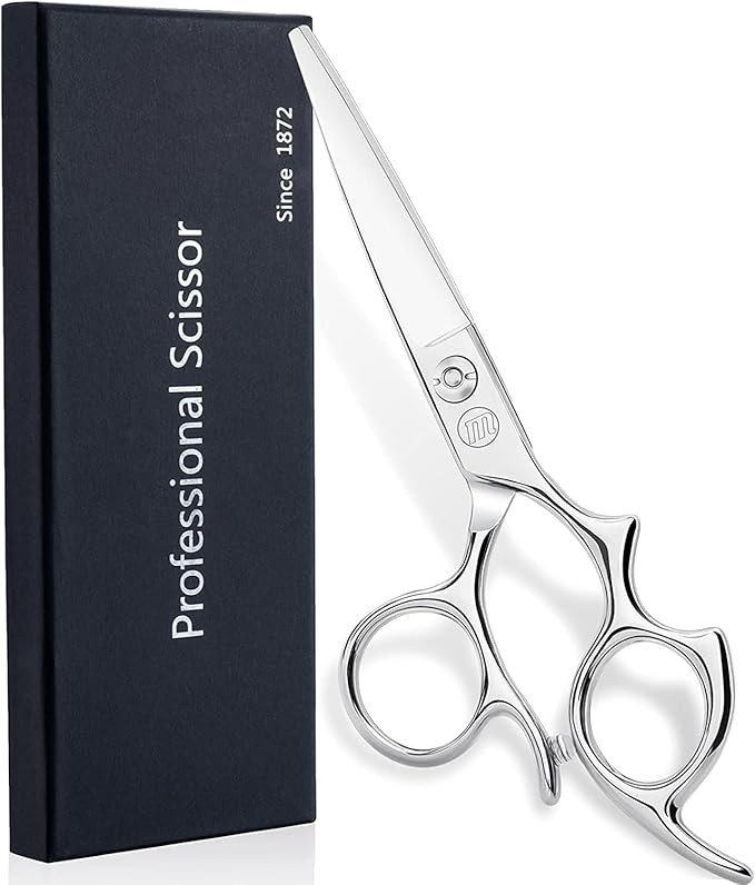 Moontay 5.5" Hair Cutting Shears with Large Finger Holes, Professional Barber Stylist Scissors, Salon Hair Cutting Scissors, 440C Japanese Stainless Steel, Silver