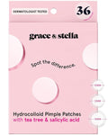 grace & stella Award Winning Multi-Size Pimple Patches for Face - Dermatologist Tested Acne Patches for Face - Hydrocolloid Patch for Breakouts, Whiteheads - Vegan Pimple Patch (Clear, 36 Pack)