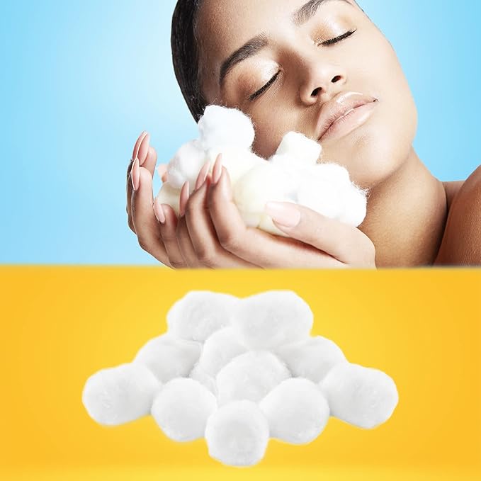 Cotton Balls for Facial Treatments, Nails and Make-Up Removal, Applying Tonics & Cleansers, Multi-Purpose Soft Natural Cotton Balls (Large 100 Count)