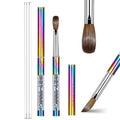 Acrylic Nail Brush Size 8, 100% Real Kolinsky Art Nail Brush for Acrylic Powder Application, Handmade Women Manicure Nail Extension Tool for Professional DIY Home Salon and Beginners