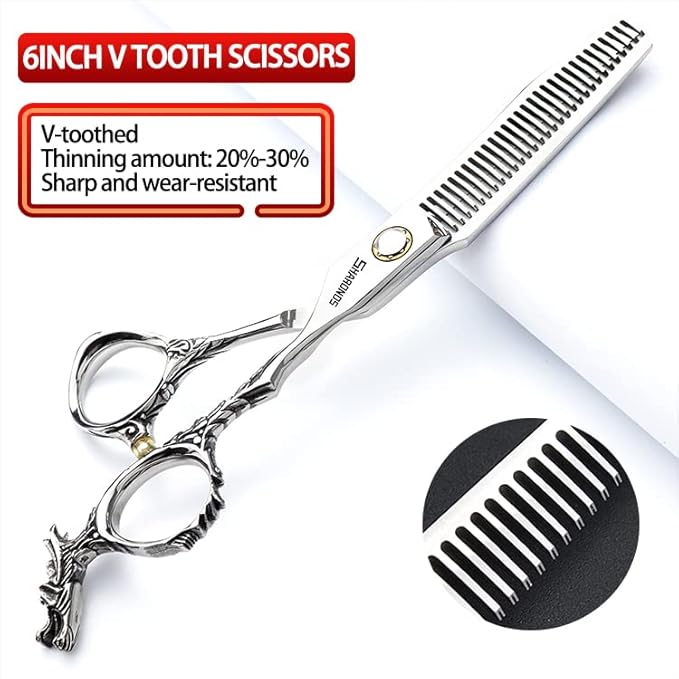 6/7/8/9 inch Professional Hair Cutting Thinning Scissors Barber Shears Hairdressing Salon Set (6-inch 4pc)