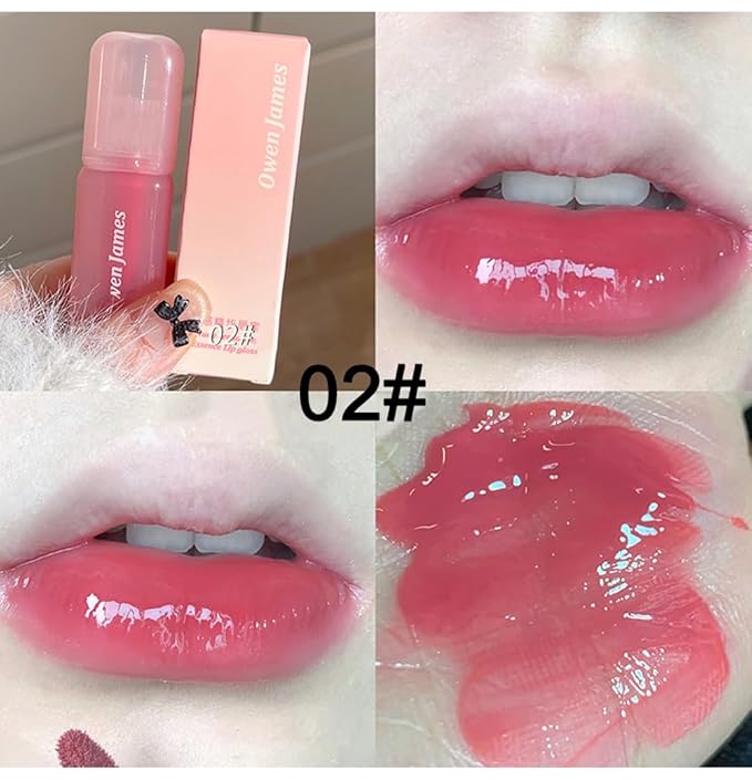 4Pcs Hydrating Lip Gloss Set,High Shine Glass Finish Korean Lip Glaze,Lip Moisturizing Plumping Lipgloss,Moisturizing Water Mirror Liquid Lipstick,Long-lasting Natural Makeup
