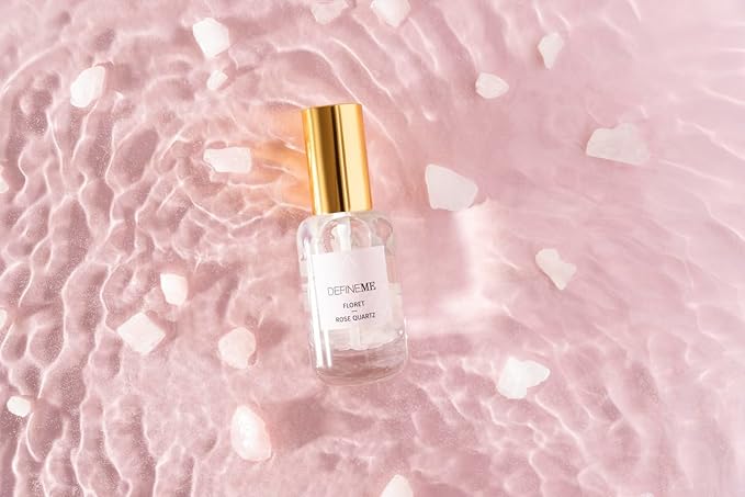 DefineMe Rose Quartz Crystal Infused Natural Perfume Mist, Floret Scent, 0.95 FL OZ, Award Winner 2024 Universal Beauty Awards
