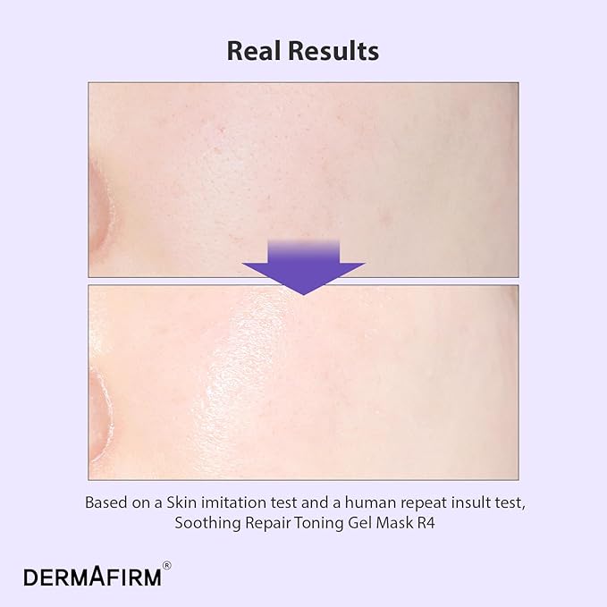 Dermafirm Soothing Repair Toning Gel Mask R4 - Brightening & Anti-Wrinkle Korean Face Mask with Glutathione - Overnight Hydrogel Mask for Glowing Skin - 4pcs