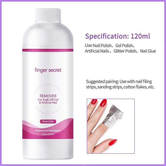 Nail Polish Remover Kit Nail Glue Remover & Nail Brush Cleaner Professional Nail Remover Quickly Clean Nail Brushes with Glass Cup Nail Cleaning pads for Nails