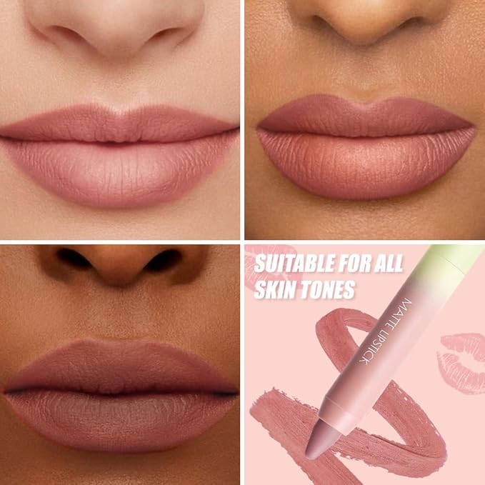 Matte Lip Lipstick Crayon Lip Liner Thick Pencil, High-Pigment Outline lips, Non-sticky Matte Velvet Texture, Waterproof & Smudge-Proof Longwear Pigmented, Fit for all tones 01#