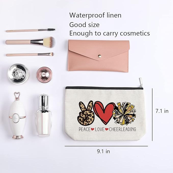 Cheer Stuff Cheerleader Cheer Bag Funny Cheerleader Gifts Cheerleading Gift Christmas Birthday Gifts for Women Her Female Cheer Team Merchandise - Peace Love Cheerleading