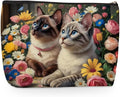 Wenboco Colorful Flower Cat Makeup Bag, Large Capacity Travel Makeup Case Cosmetic Bags for Women, Portable Pouch Purse Travel Essentials Toiletries Accessories, Cat Lover Gifts for Women
