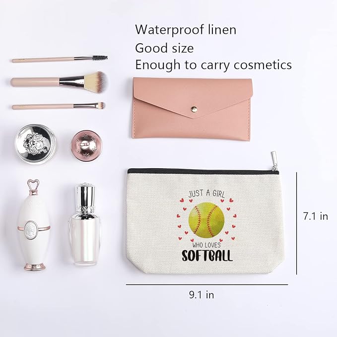 Softball Gifts Makeup Bag Inspirational Gifts for Women Her Softball Lovers Mom Sister Birthday Gifts for Female Coworker Friend BFF Besties