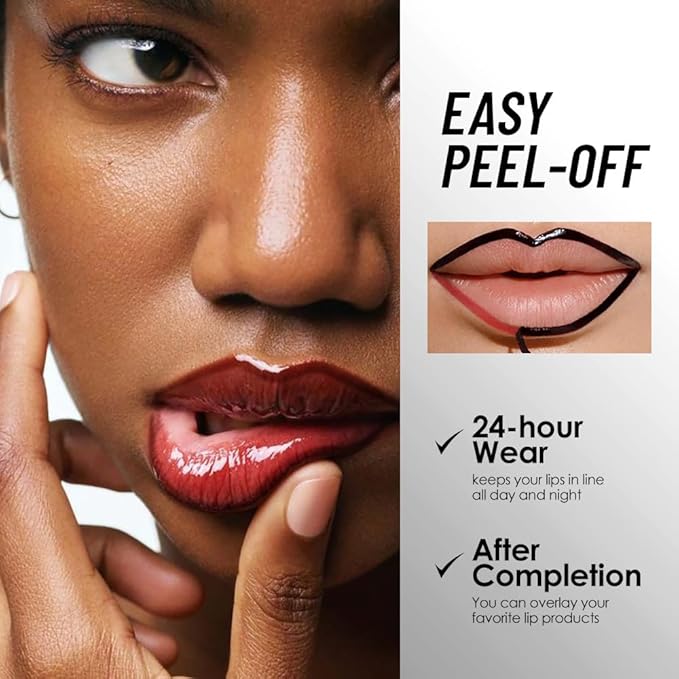 Peel Off Lip Liner Stain Set, 3 Colors Long Lasting Matte Lip Tattoo, Highly Pigmented Color Lip Makeup, Waterproof, Transfer-proof Lipstain for Women