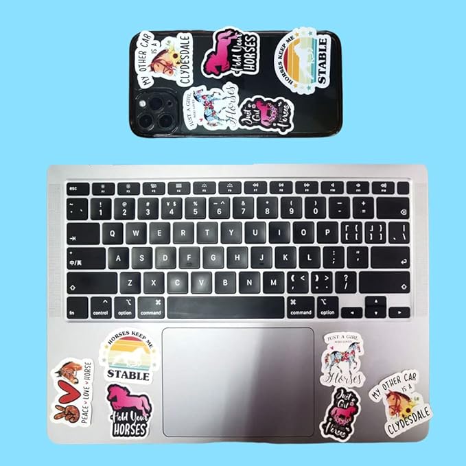 Azteoiz Horses Gifts Girls Horse Cosmetic Bag and 5 Piece Stickers Just a Horses-loving Girl Cowgirl Equestrian Travel Bag Cosmetic Bag Gifts Horse Cosmetic Bag Horseshoe Horse Gifts for Girls