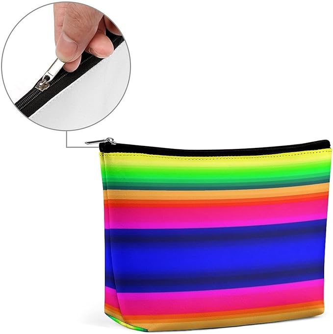 Women's Fashion Zipper Cosmetic Case, Portable Makeup Case, Personality Toiletry Bag, Travel Cosmetic Toiletry Bag Colorful Mexican Blanket Stripes