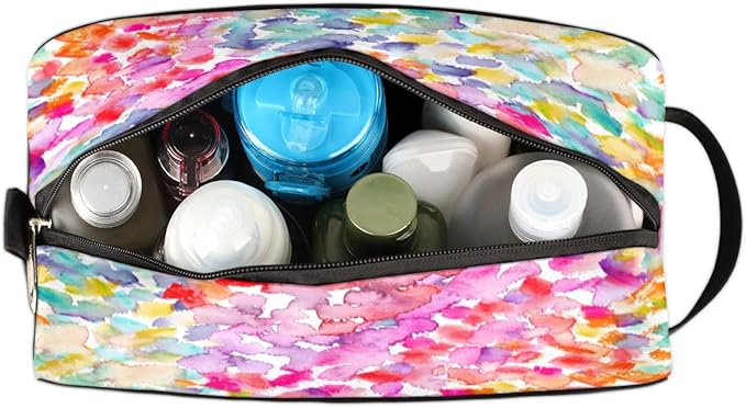 Abstract Art Rainbow Butterfly Travel Toiletry Bag for Women Men Lightweight Cosmetic Makeup Bag Organizer Waterproof Shaving Bag Dopp Kit with Large Capacity for Toiletries and Shaving Accessories