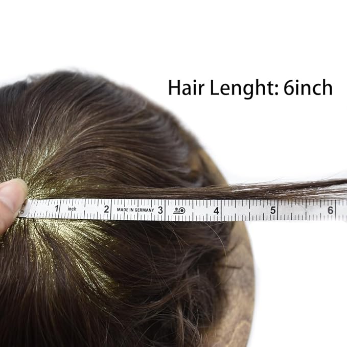 FACE MIRACLE Mens Toupee Lace Front Hairpieces Soft Human Hair Replacement System Natural Hairline Toupee for Men French Lace Poly V-Looped 8"X10" #410 4# MEDIUM BROWN WITH 10% SYNTHETIC GREY